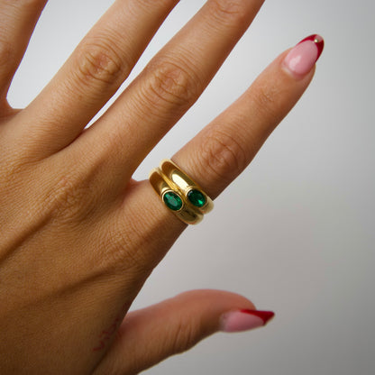Emerald Double Ring